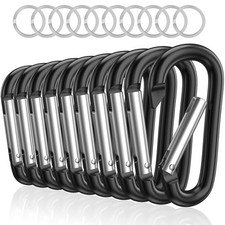 3" Aluminum Carabiner D Ring, Keychain Spring Snap Hooks 10 Pack