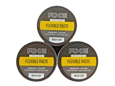 3 Pack AXE HAIR STYLING FLEXIBLE PASTE ~ MEDIUM HOLD ~ MESSY LOOK ~ LOW SHINE