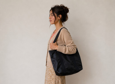 RAINS Rush Tote Bag Black Waterproof Minimalist Shopper Shoulder Bag