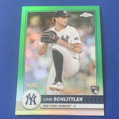 Topps 2026 Chrome Cam Schlittler Yankees Rookie Card Green #76 44/99