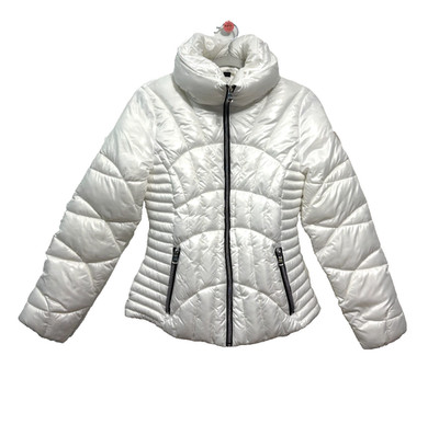 Guess Girls Junior Jacket Quilted Puffer Lined Full Zip High Neck White S/CH/P