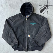 Vintage Y2K Carhartt J03 Black hooded work wear jacket