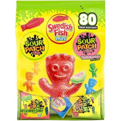 SOUR PATCH KIDS and SWEDISH FISH Mini Soft & Chewy Candy Variety Pack, Bulk Cand