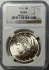 1925 $1 Peace Silver Dollar NGC MS 65
