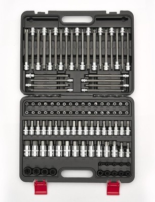 107Pc Torx and Allen Bit Socket Set S2 Steel SAE Metric with Storage Case 1/4 3/