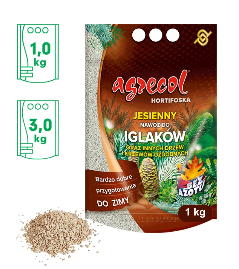 AGRECOL Autumn fertilizer for conifers, No Nitrogen, 1 kg - HORTIFOSKA