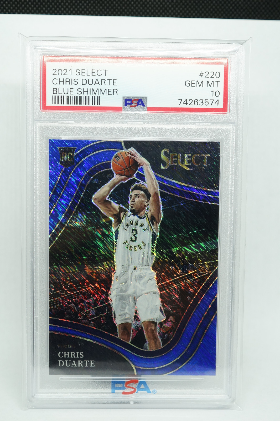 2021-22 Select Chris Duarte Courtside Blue Shimmer Prizm Rookie #220 PSA 10 RARE