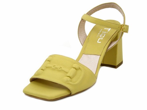 Sandali Donna in Pelle Nappa Giallo 37 Tacco Alto 7,5 cm Made in Italy - Foto 2 di 5