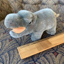 Steiff Mockie Hippo Grey Mohair Plush 5 Hippopotamus Vintage Excellent NO ID