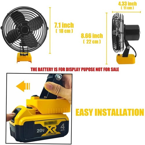 Portable Workshop Desk Fan Jobsite Fan For Dewalt 20V Li-Ion Battery Cordless - Picture 5 of 6