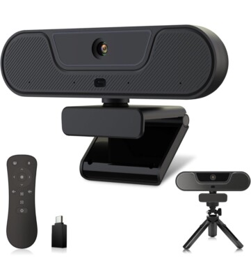 Vizolink 4K Webcam, UHD PTZ PC Camera with Speaker and 4 Microphones