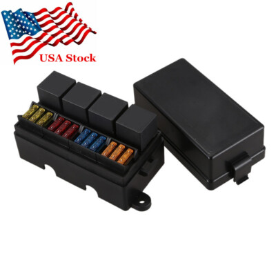 12-way Blade Fuse Holder & 40A Relay Box for Car Truck Trailer Boat Universal US