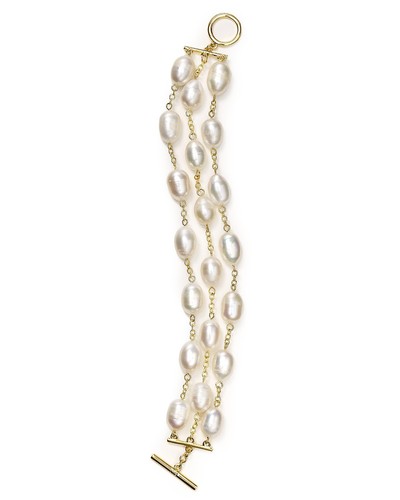 ralph lauren gold tone haze freshwater pearl three row toggle