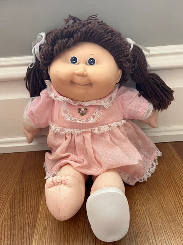 Cabbage Patch Kids Girl Doll Poodle Hair RARE Pink Dress MISSING SHOE