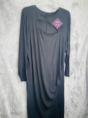 New Ava & Viv Women s Black Dress Long Ruffle,  Longsleeve Size 3X