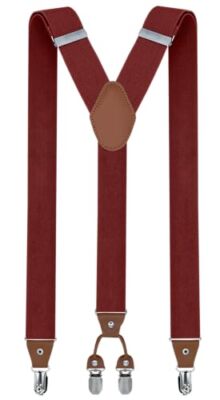 Men's/4 inch Solid Straight Clip Adjustable Y Back Suspender 1