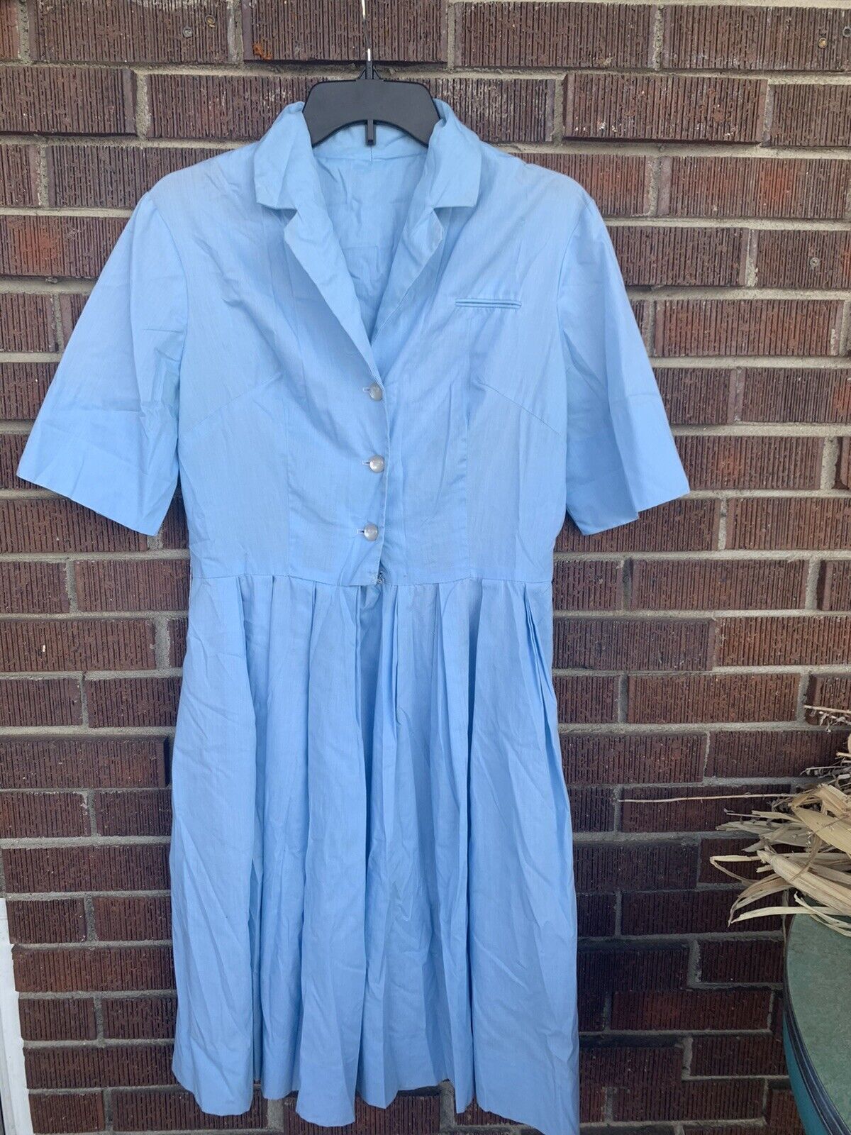 Vintage House Dress light blue 50's 60's women's … - image 5