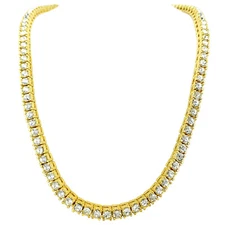 1 Row Tennis Necklace 14k Gold Plated Choker Cubic Zirconia Chain 4MM