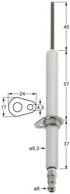Lainox Zündelektrode A1/B13/C2 für GGMT40P, EPGV15T, GGMT21P Anschluss ø 6mm