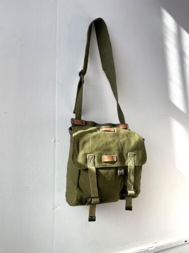 Vintage Shoulder Bag European 1970s Canvas Satchel - Picture 2 of 10
