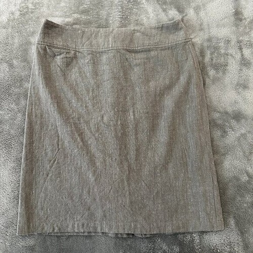 Eileen Fisher 100% Leinen Rock Damen MEDIUM grau taupe