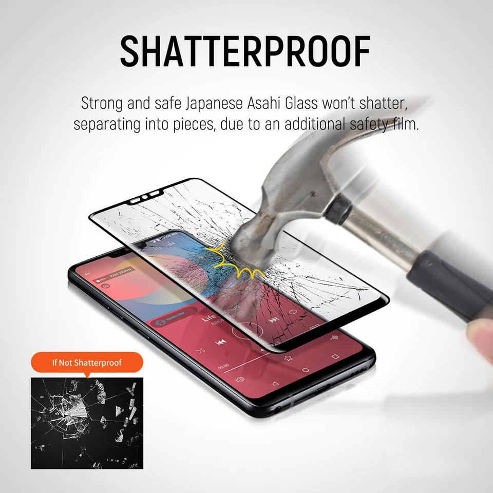 Protector de pantalla de película de vidrio templado de cobertura completa para LG G7 ThinQ [paquete de 2] Foto 2 de 4