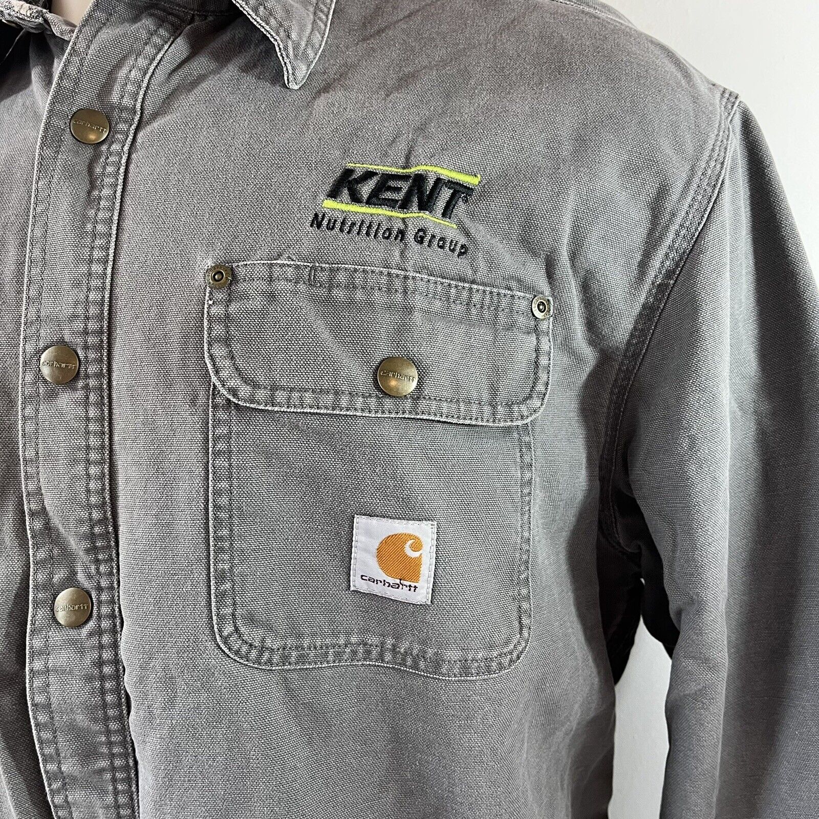 Carhartt Canvas Shirt Jacket Gray Flannel Lined S… - image 3