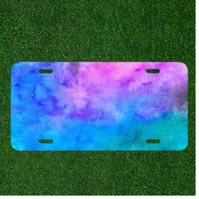Custom Personalized License Plate Auto Tag With Colorful Tie Dye Design Art