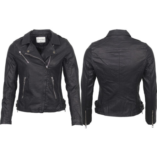 Veste de motard pour femmes veste en cuir veste en similicuir veste en cuir veste pour femmes veste - Photo 1/6