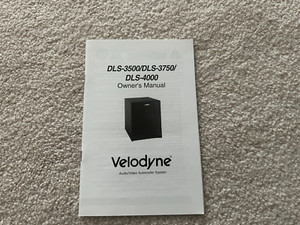 Velodyne DLS-3500 / DLS-3750 / DLS-4000 Subwoofer Owners Manual - Original