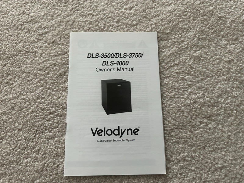 Velodyne DLS-3500 / DLS-3750 / DLS-4000 Subwoofer Owners Manual - Original