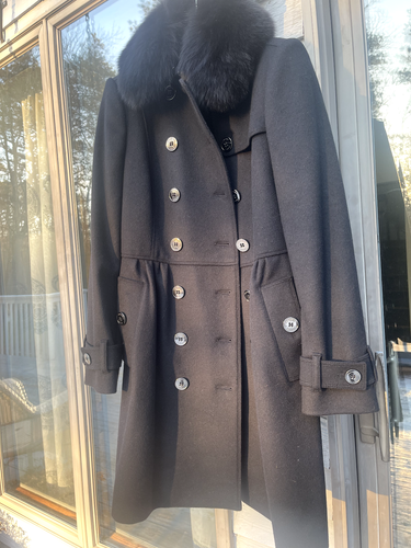 NEU MIT ETIKETT BURBERRY COATBRIDGE SCHWARZ WOLLE KASCHMIR FUCHSKRAGEN TRENCHCOAT US 2 EU 36 - Bild 1 von 18