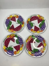 Melamine Salad Plates in Fruit Pattern Set of 4 Outdoor Summer