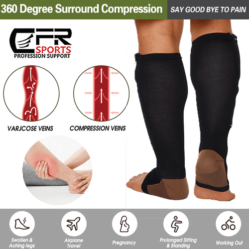 Copper Zipper Compression Socks Support Graduated Stockings Men Womens 20-30mmHg - Picture 8 of 22