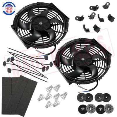 2X 10'' inch 12V 1750CFM Electric Radiator Slim Cooling Fan Push Pull Universal