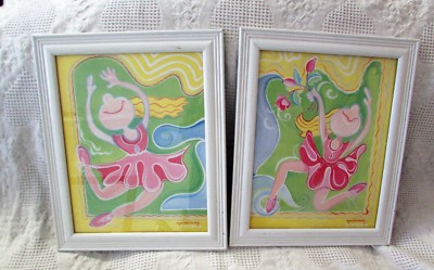 2 Framed Ballerina Paintings By Kym Garraway, Decoration For Girls Room