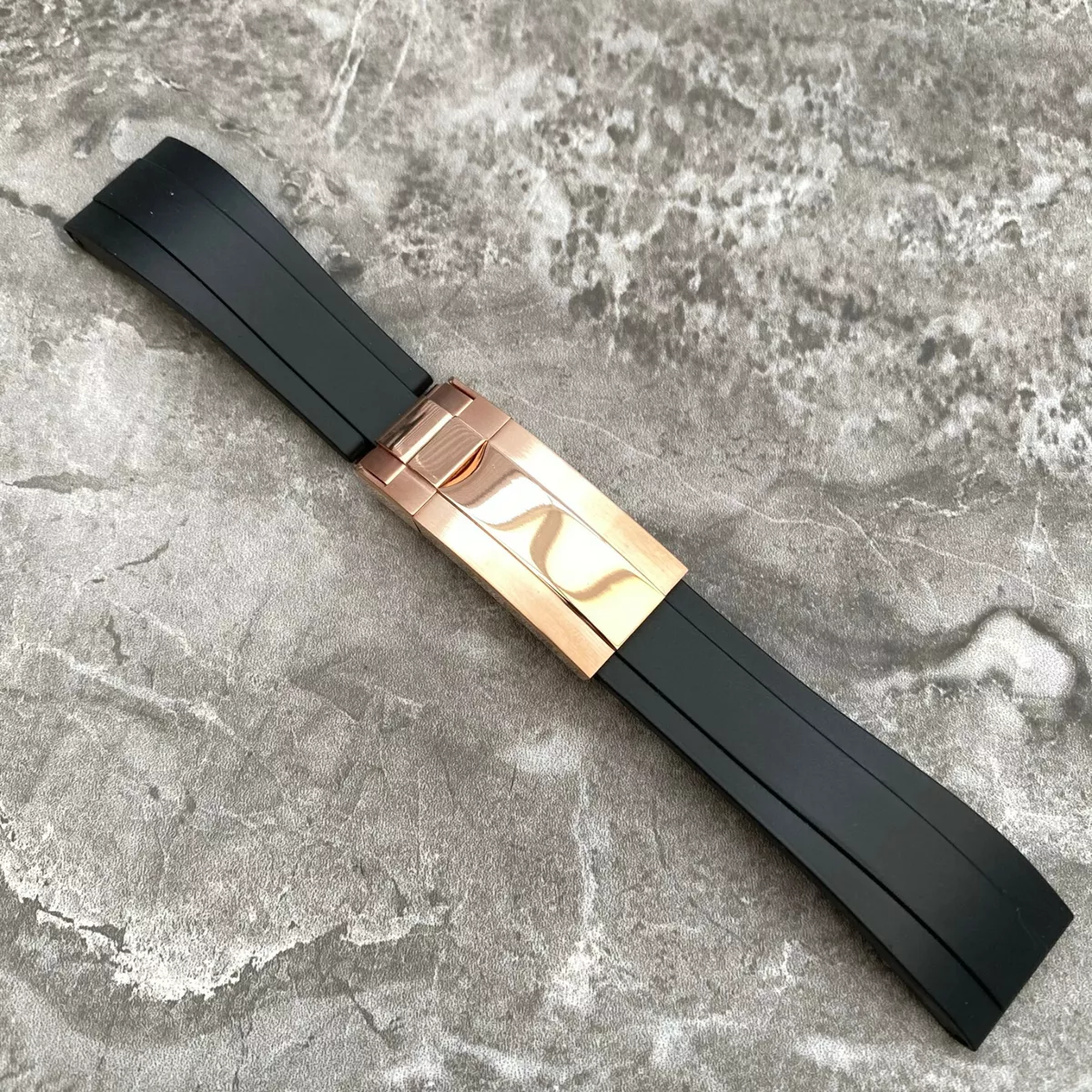 at føre Overskyet Rædsel 20MM Black Silicone Rubber Watch Strap Band + Rose Gold Clasp For Rolex  Watches | eBay