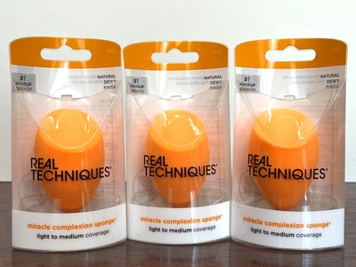 3x REAL TECHNIQUES MIRACLE COMPLESION SPONGE Light to Medium Coverage NEW