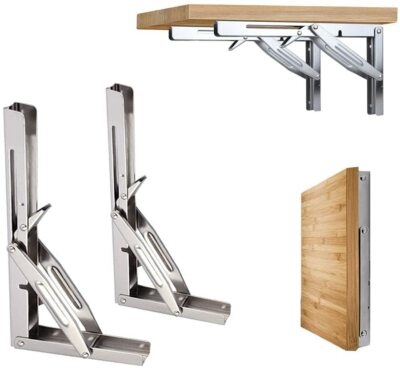2X Stainless Steel 12 inch Folding Table Bracket Collapsible Shelf Bracket 250KG