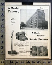 1905 SMITH PREMIER TYPEWRITER MACHINE OFFICE SYRACUSE FACTORY PLANT AD FC5198 thumbnail