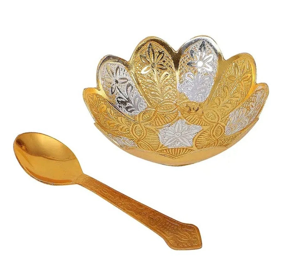 Gold Silver Plated Lotus Return Gift Bowls Indian Wedding Gift Party Favors Gift - Image 3 of 4