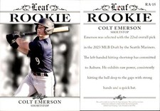2023 Leaf Rookie Achievement Colt Emerson Rc Ra-15 Seattle Mariners