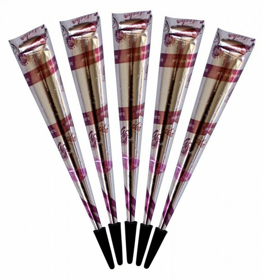 5x Golecha Henna Mini Cones Red for Mehndi Tattoo - 85g