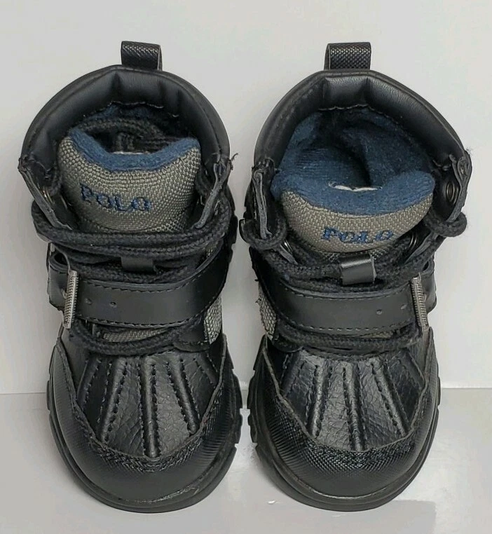 BOTA POLO RALPH LAUREN COLBEY NIÑO TALLA 4 NEGRA/GRIS PIZARRA NUEVA EN CAJA 991538 Foto 4 de 4