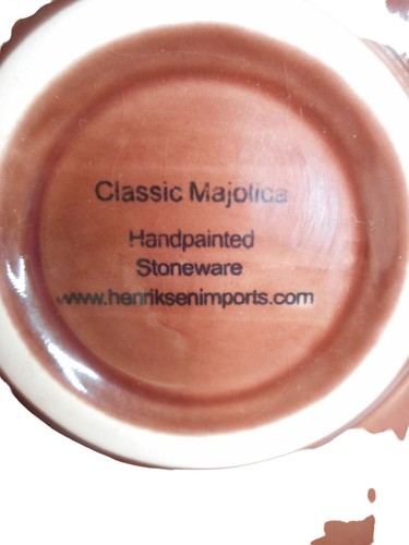 Hand Painted Majolica Round Covered Cheese Dish Butter Keeper Henriksen imports - Picture 6 of 7