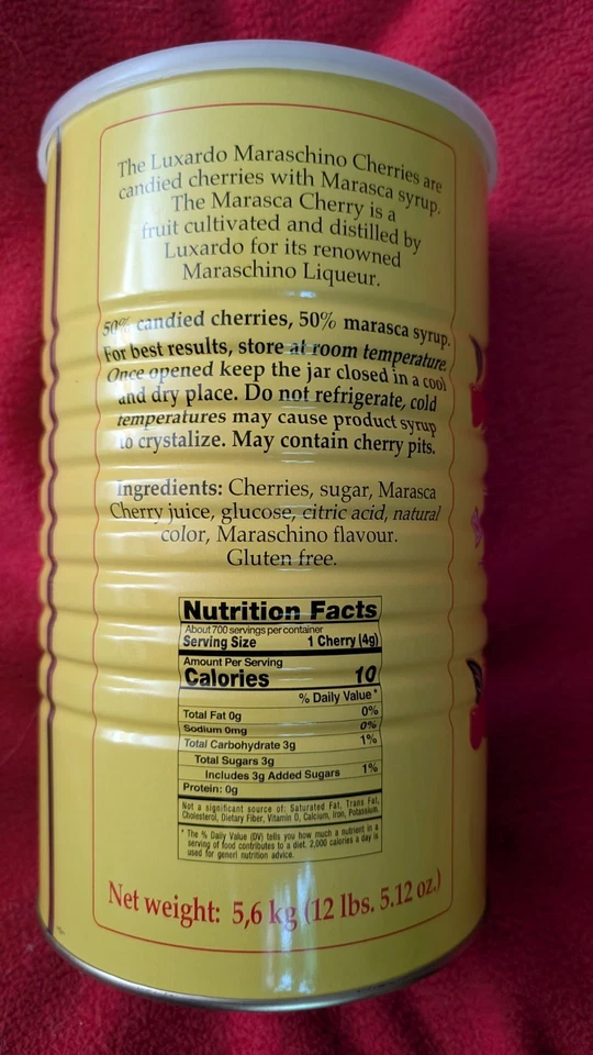 Luxardo The Original Maraschino Cherries 890 Cherries Lata 12 Lbs Lata Exp. 12/28 Foto 2 de 4