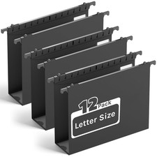 Reinforced Hanging File Folders, 12 Pack, 2 Expansion, Black Organizers
