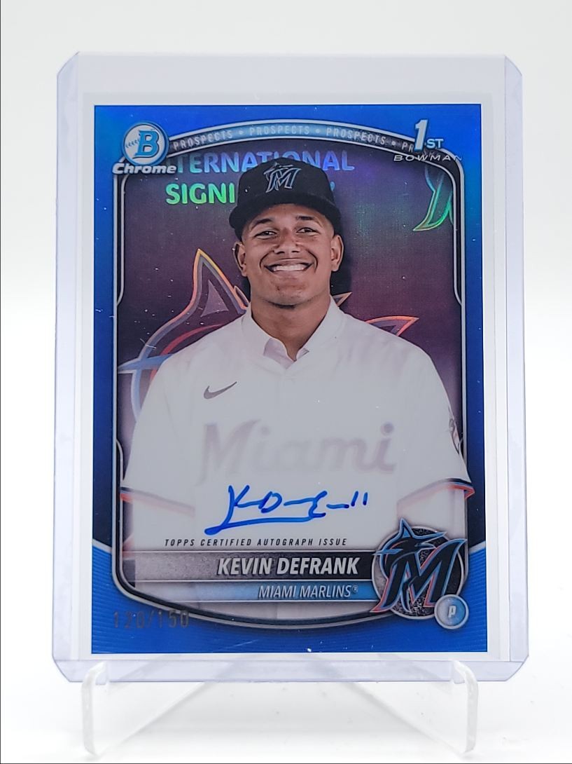 KEVIN DEFRANK 2025 BOWMAN CHROME 1ST TRUE BLUE REFRACTOR AUTO /150 Q5547