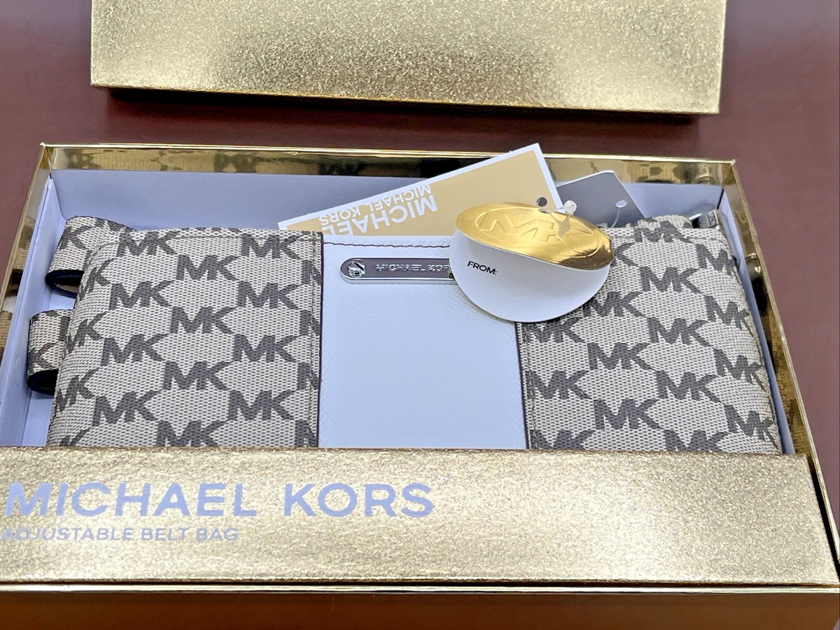 NWT - Michael Kors MK Monogram Belt Bag - SIZE L/XL - Beige and White Michael Kors Beige Monogram Leather Belt Bag L/XL main image 2
