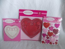 New Valentine's 2 Pkgs Paper Lace Hearts  1 Pkg Foam Heart Stickers
